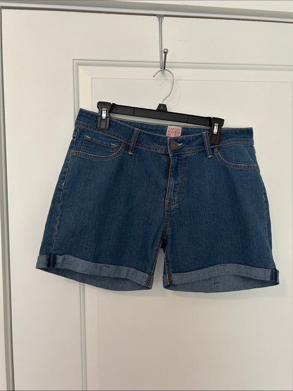 Canyon River Blues Dark Blue Rolled Hem Jean Shorts